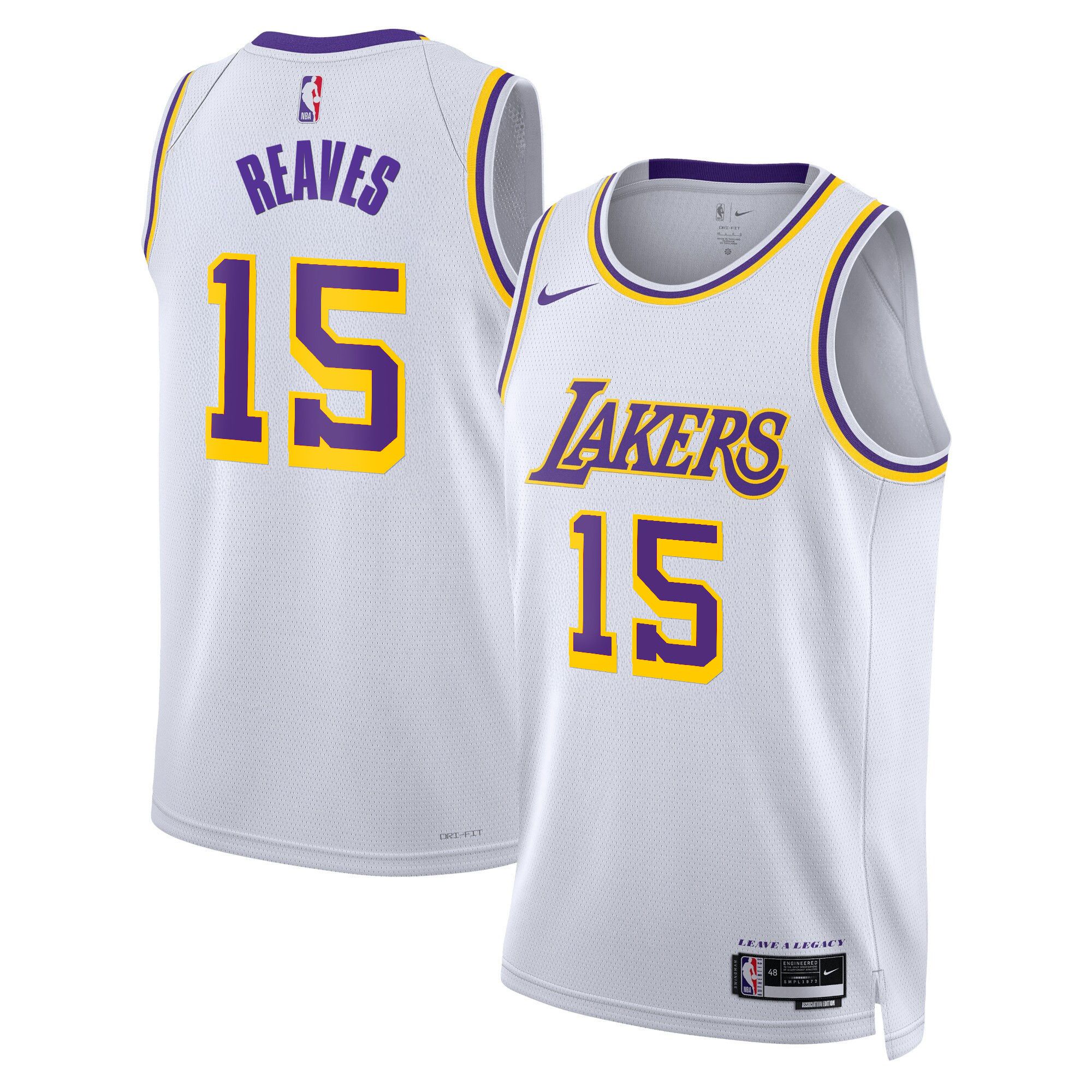 Men Los Angeles Lakers #15 Reaves White 2025 Nike Swingman NBA Jersey
